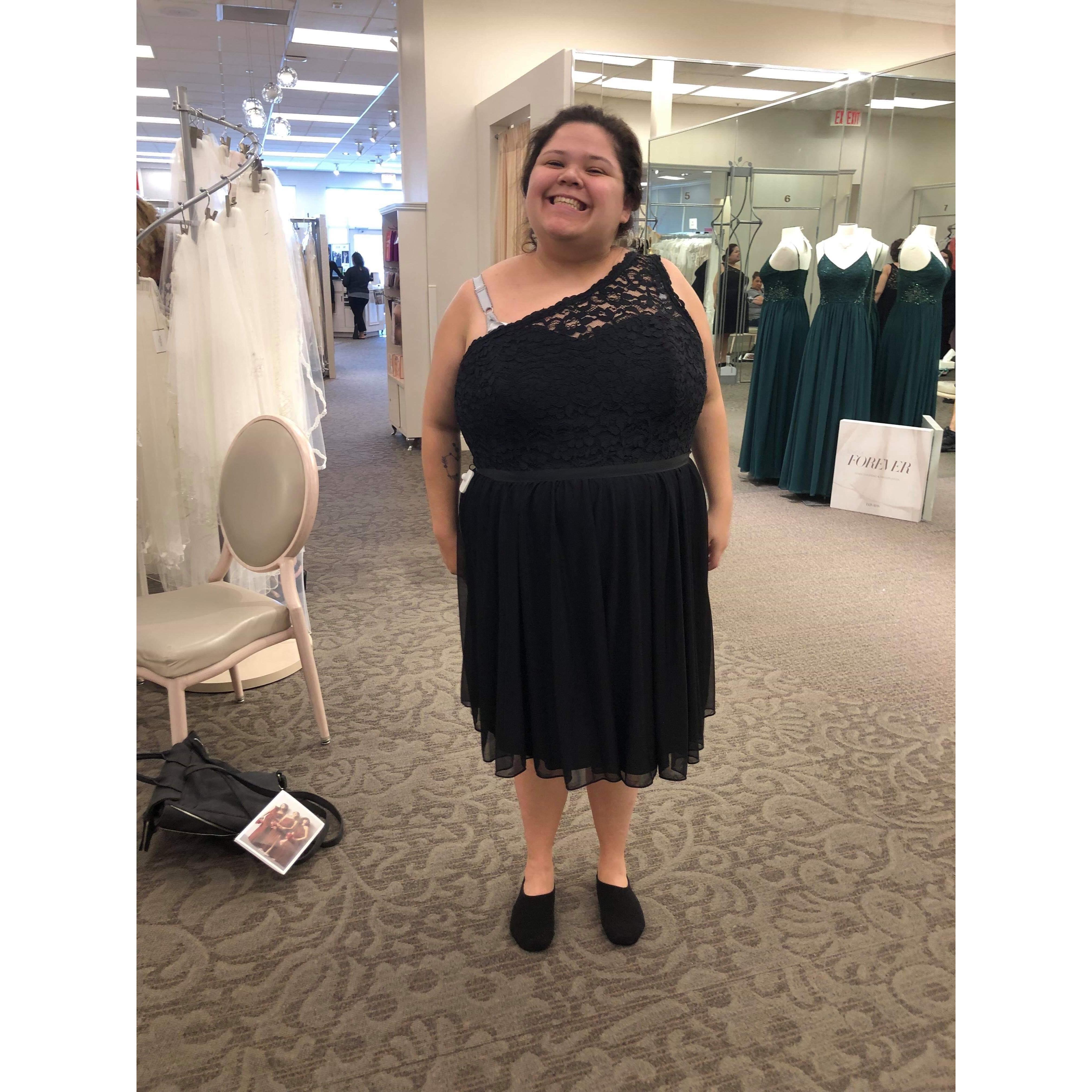 Emily trying on dresses!!