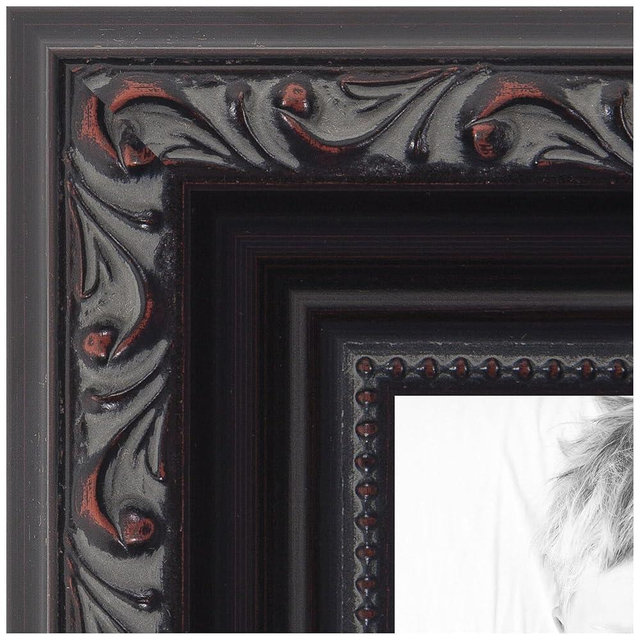 ArtToFrames 18x24 inch Black with Beads Wood Picture Frame, WOMD10188-18x24