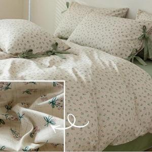 Duvet Cover King Size - Cottagecore Green Floral Vintage Bedding 3PC with Bow Ties Pillowcases, 100% Cotton Soft Aesthetic Boho Comforter Cover for Girls-King Size