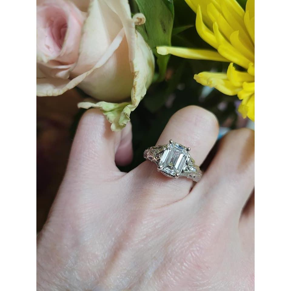 It took months, wasn't around for the proposal, but this ring was worth the wait. Custom designed by Chris and so unbelievably gorgeous!