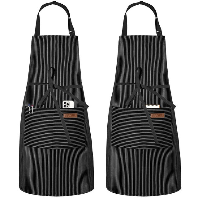 Serrenf 2 Pack Apron, Cooking Kitchen Aprons, Adjustable Bib Apron with 2 Pockets for Men Women Chef Apron