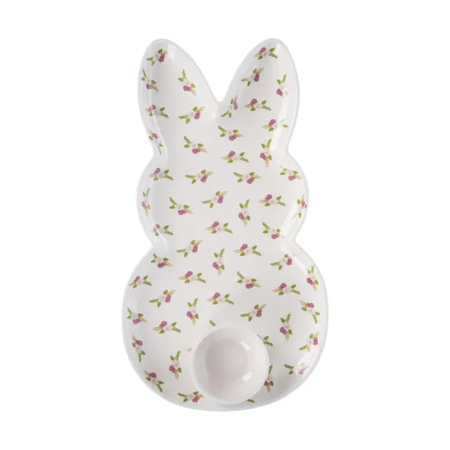 Transpac Ceramic Easter Bunny Shaped Platter Set of 2 Home Decorations Easter