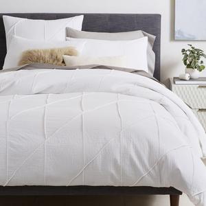 Pleated Grid Duvet Cover + Shams