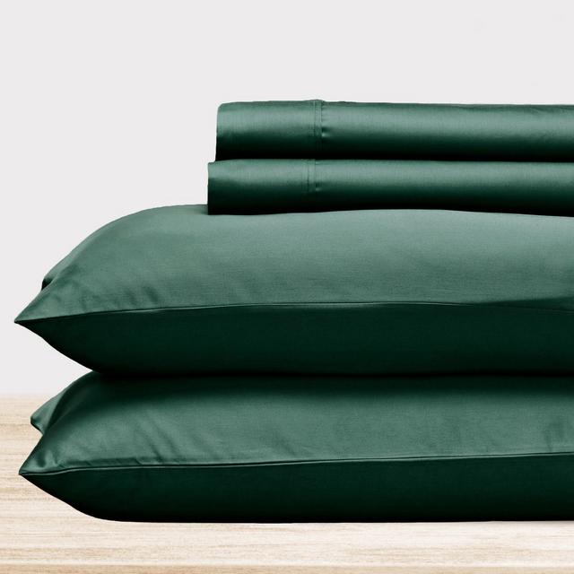 Hunter Green Queen Sheet Set - 100% Pure Cotton Sateen Weave, 400 Thread Count Deep Pocket Sheets, 4 Piece Ultra Soft Bedding - California Design Den