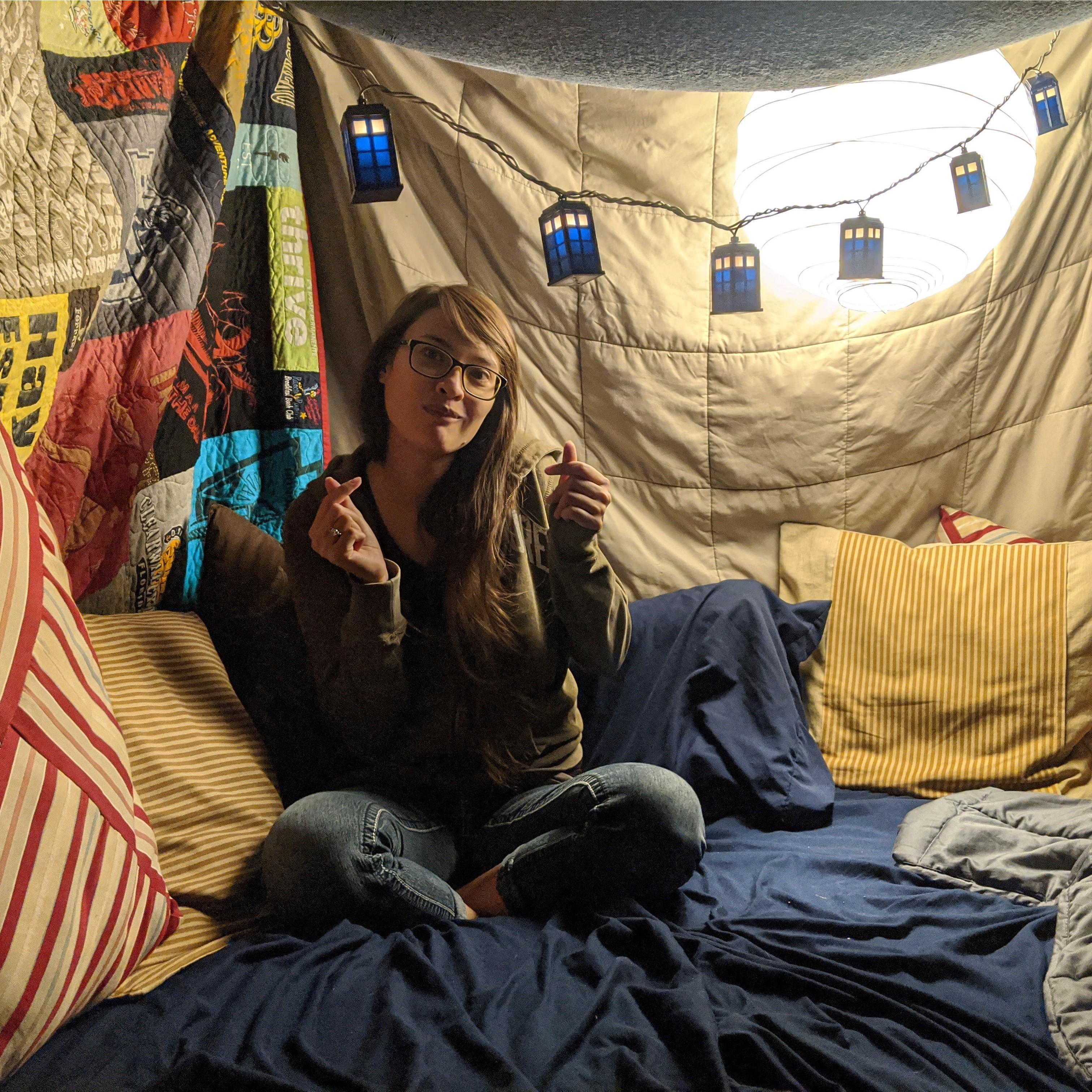 What do you do when both your roommates move out? Build a giant blanket fort in the living room and leave it up for a week!