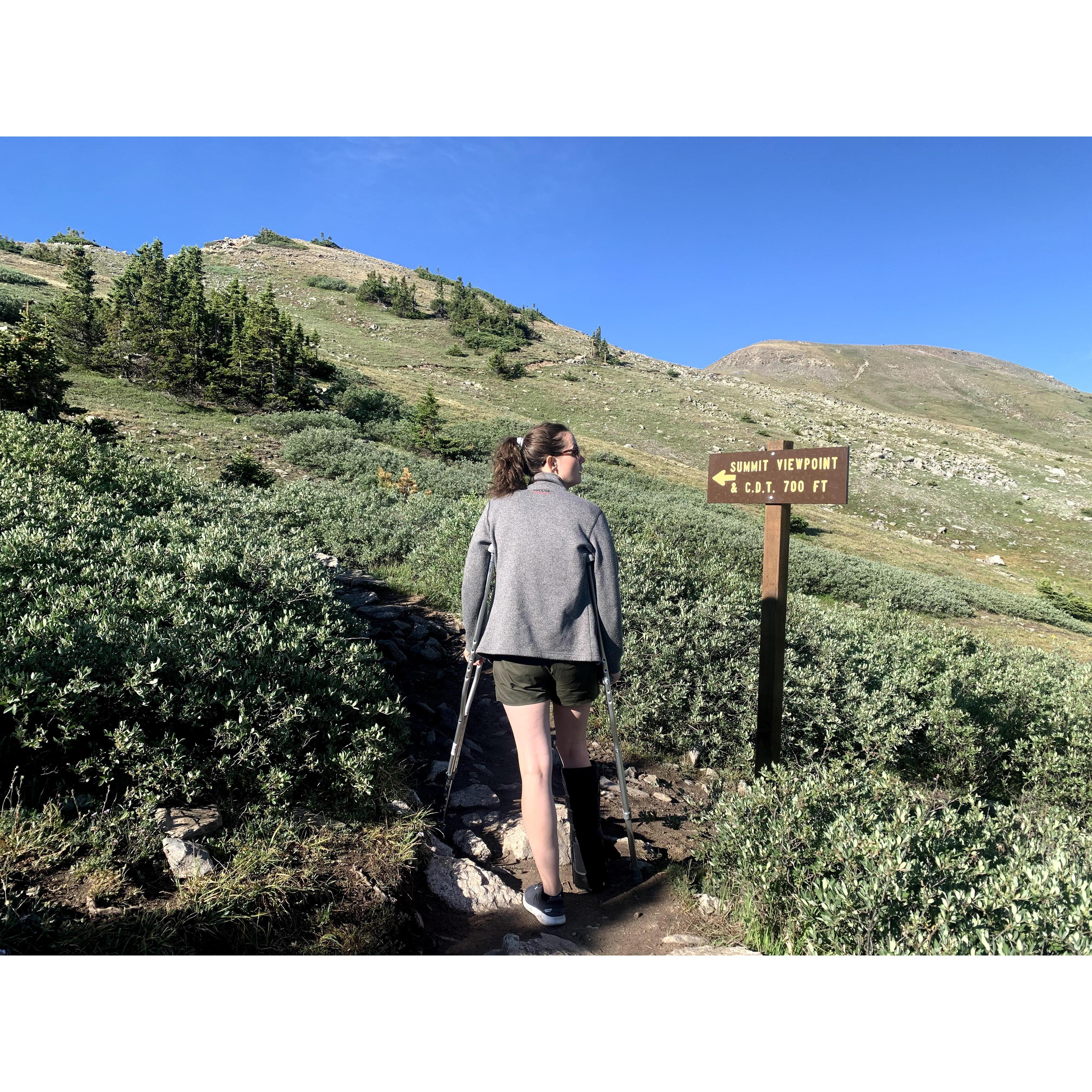 Trying to get to the top of Cottonwood pass on crutches