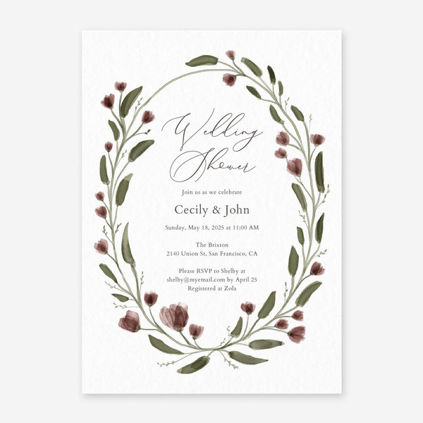 Zola Wedding & Bridal Shower Invitations - Beale Wreath