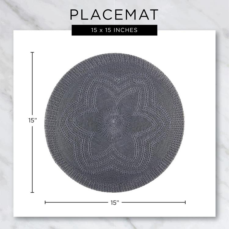 Champagne Pvc Woven Round Placemat Set