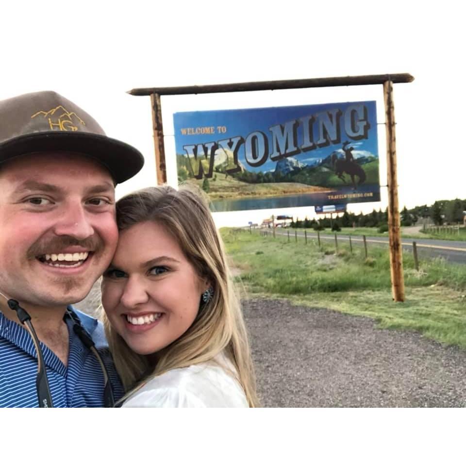 We were visiting Wyoming during the summer that Hunter moved to Texas. Our first picture ever with the state sign!