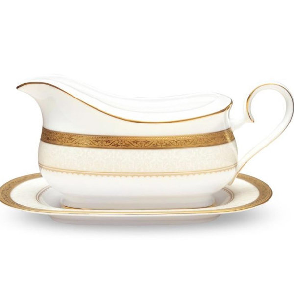 Noritake Odessa Gold Gravy Boat with Tray
