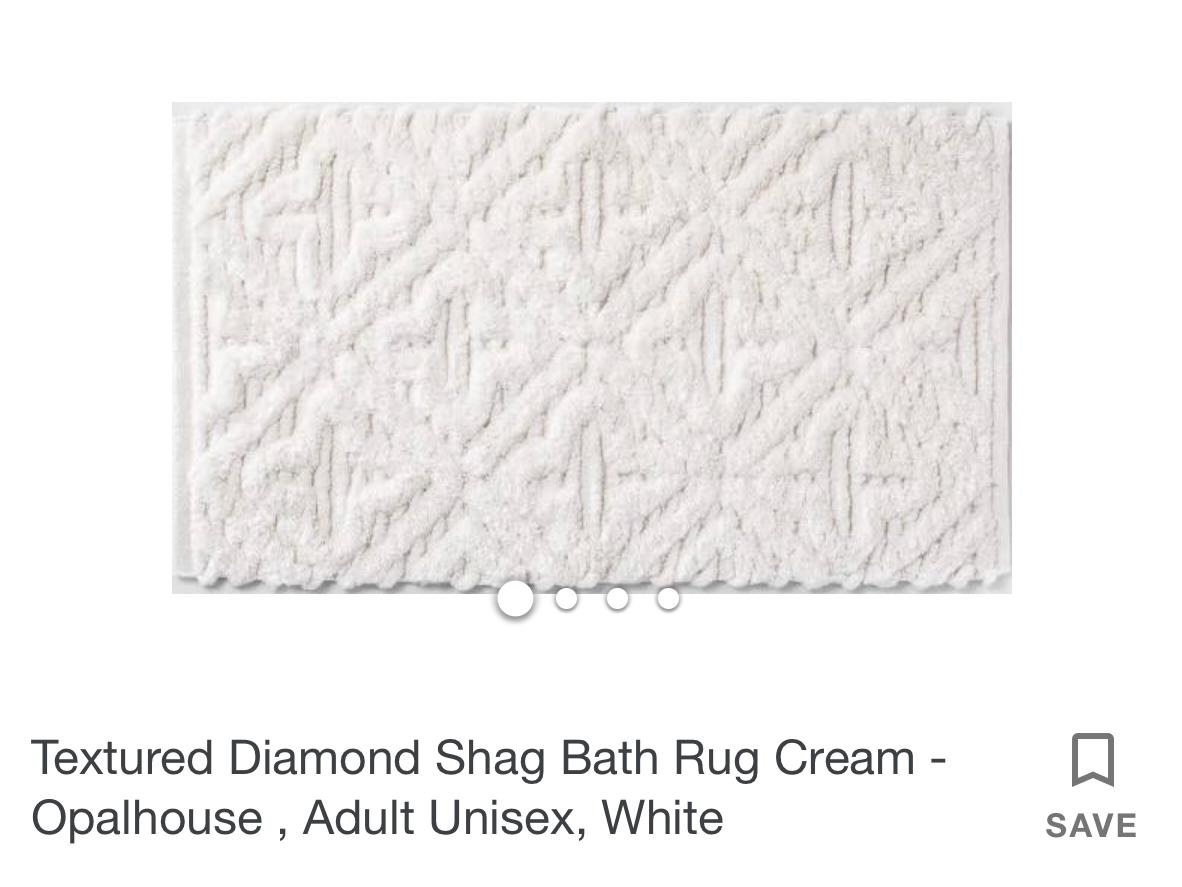 Textured Diamond Shag Bath Rug Cream - Opalhouse™