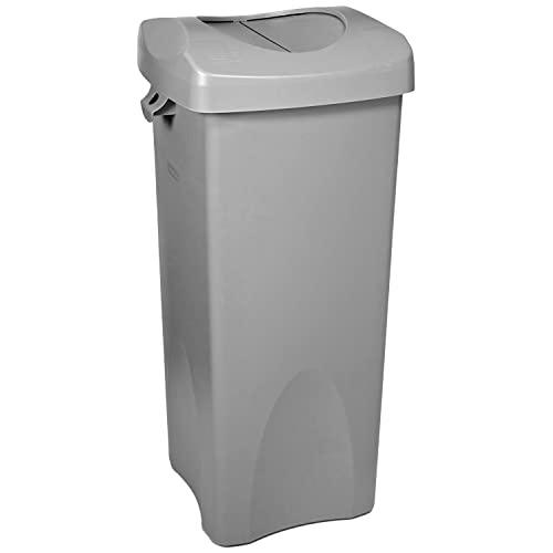 Rubbermaid Commercial Products Untouchable Square Trash/Garbage Container with Lid, Gray (2001584)