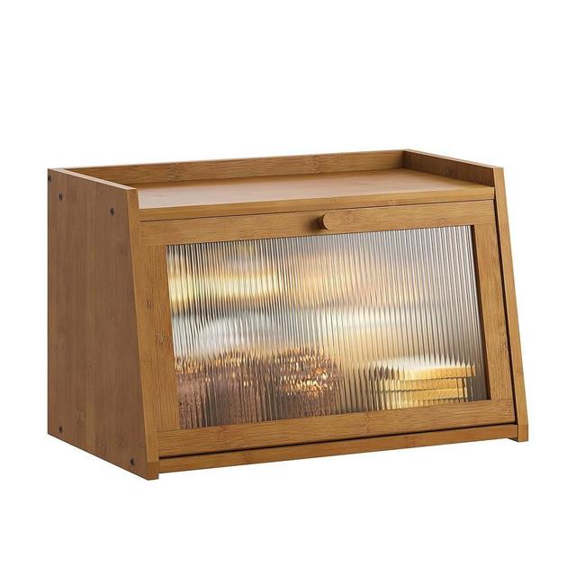 GHWIE Bread Box for Kitchen Countertop Large Bread Box Farmhouse Bread Container Bread Storage with Window Bread Holder,Coffee