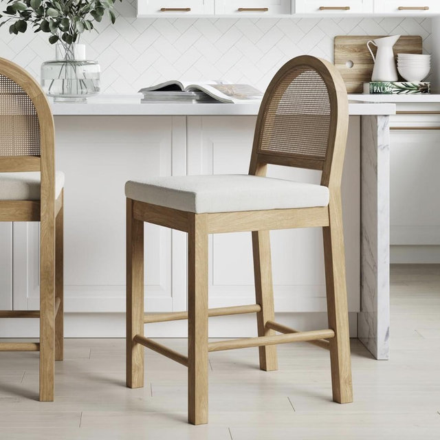 Nathan James Brown/White Rattan Bar Stools