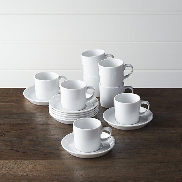 Set of 8 Verge 4 oz. Espresso Cups and Saucers