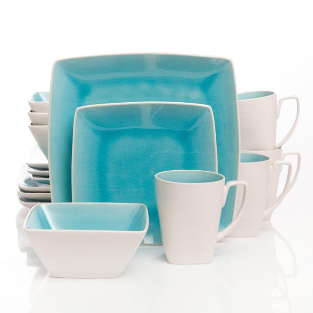 Gibson Elite Urban Luxe 16-Piece Dinnerware Set, Turquoise