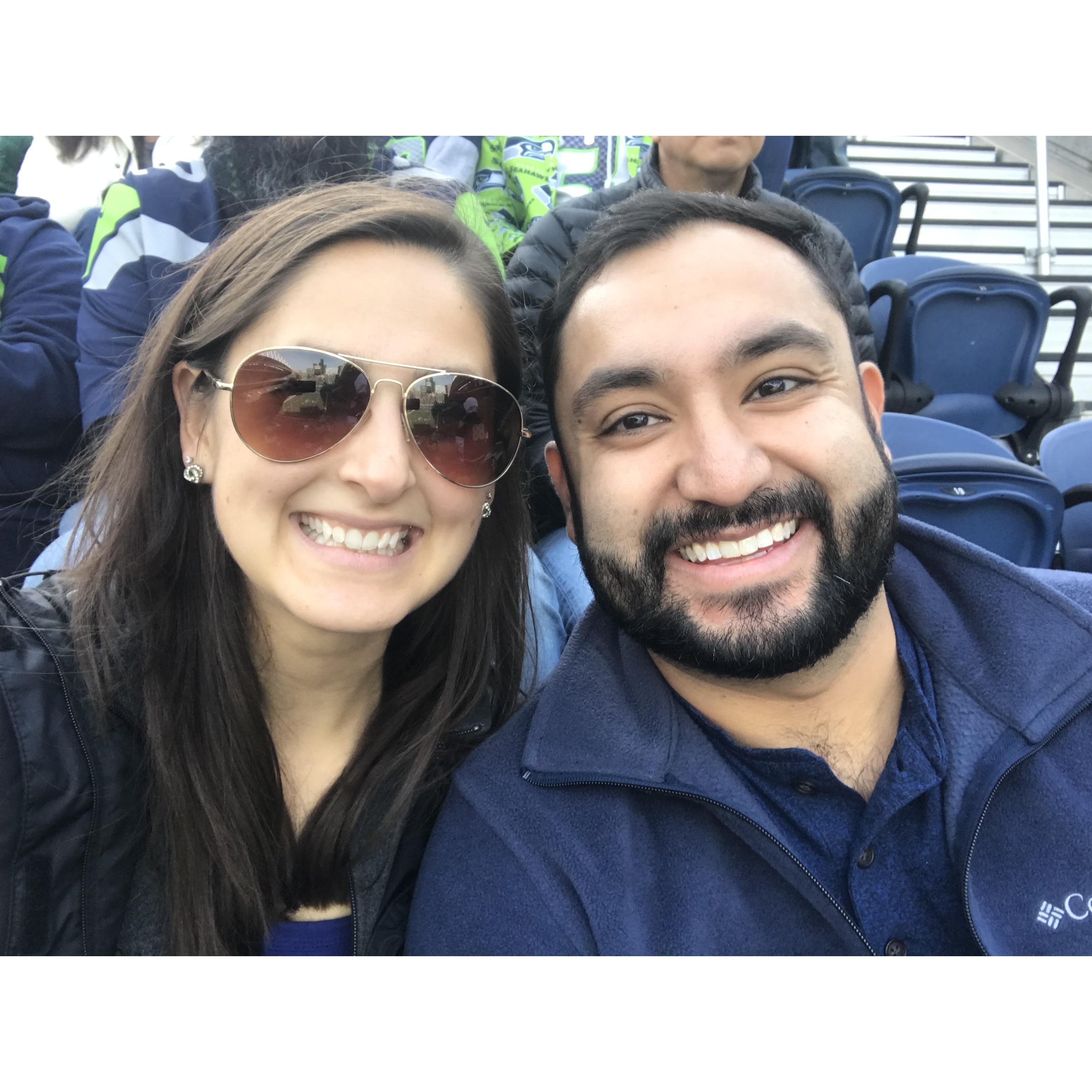 At a Seattle Seahawks football game in Seattle, WA