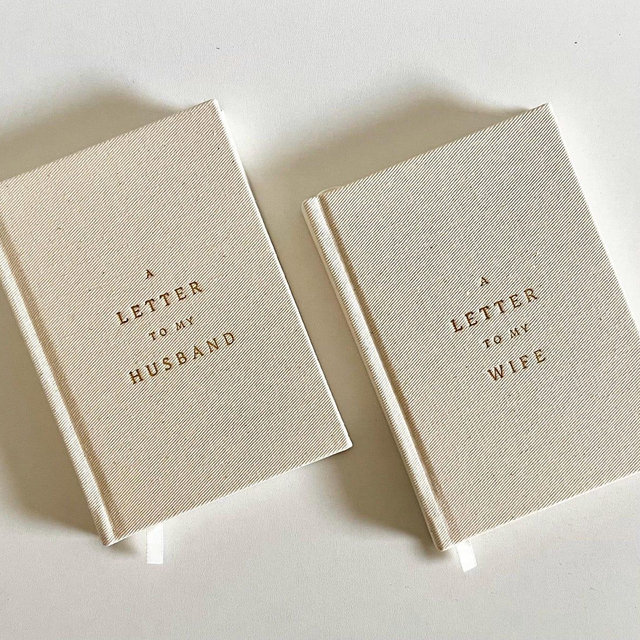 Vow Books for the Classy Minimalist, Set of 2 Linen Notebooks, Letter To My Husband/Wife, Perfect Anniversary Gift and Vow Renewals