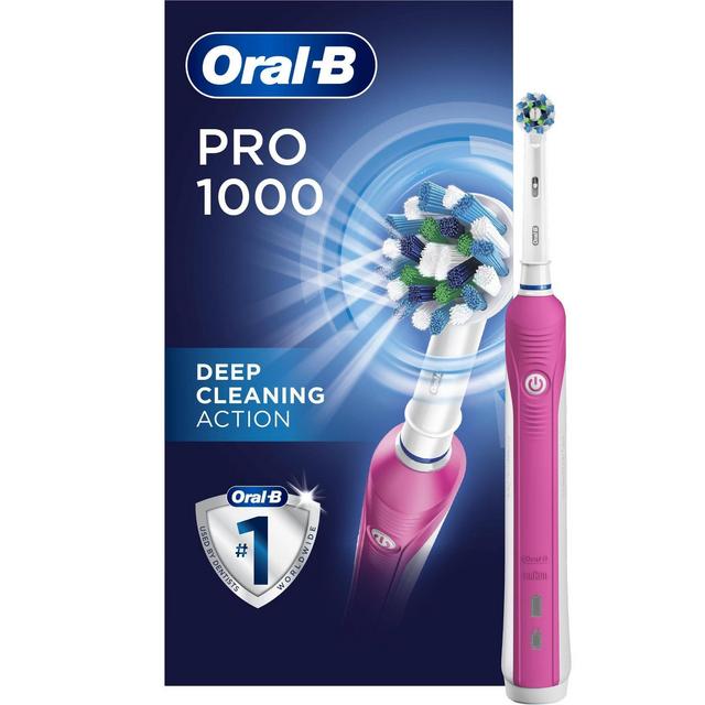 Oral-B Pro 1000 CrossAction Electric Toothbrush Powered by Braun Pink