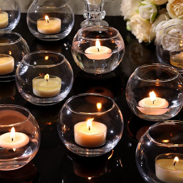 10 Pcs Clear Tealight Candle Holders, Larger Size 2.36×3.15" Glass Votive Candle Holders for Wedding Centerpieces, Large Votive Holders for Bridal Shower/Home Decor/Party Supplies