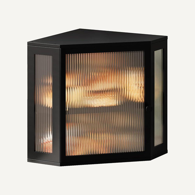 Vellzeyce Corner Bread Box for Kitchen Countertop,Double Layer Large Capacity Bread Storage Bin, Bamboo Bread Container with Acrylic Door (Black, Mediun)