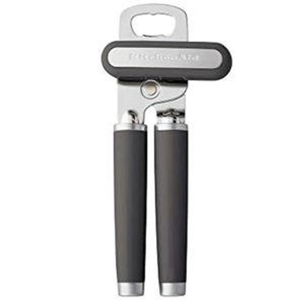 KitchenAid Classic Multifunction Can Opener and Bottle Opener Easy to Use, Razor Sharp Stainless Steel Cutting Wheel, Soft Ergonomic Handles, Charcoal