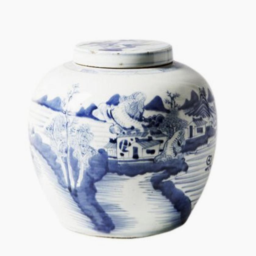 9" Landscape Jar, Blue/White | One Kings Lane