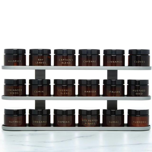 Evermill Complete Countertop Spice Rack with Spices, Gunmental