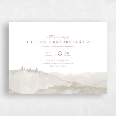Camel, Brown Wedding Invitation - Denver Landscape