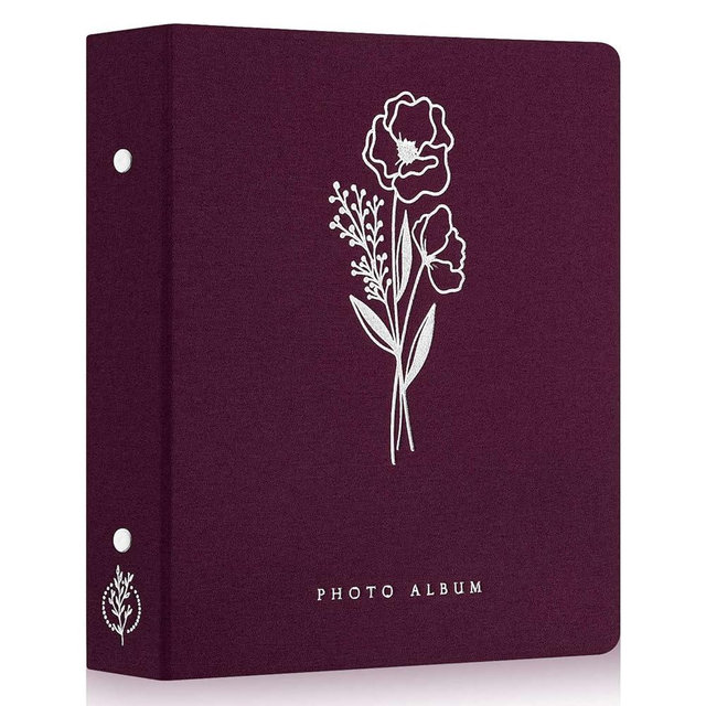 Lanpn Photo Album 4x6 400 Pockets, Linen Photo Albums Holds 400 Vertical Pictures Only Purple