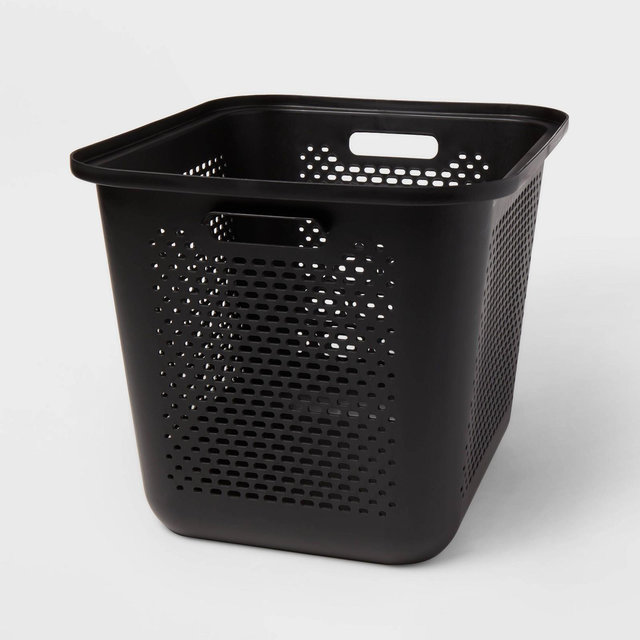 Large Decorative Plastic Bin with Cutout Handles Charcoal - Brightroom™