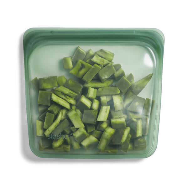 Stasher reusable silicone sandwich bag in Jade color