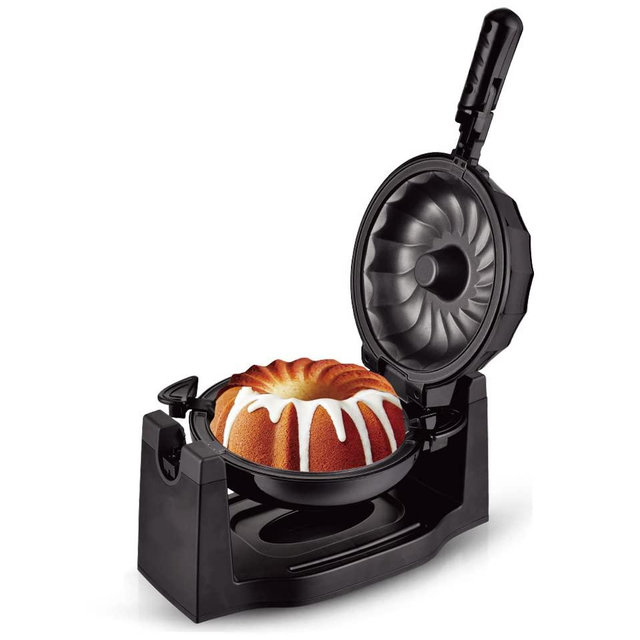 Uniform Heat Electric Rotating Lava Cake Maker - Non-Stick Plate, 1800W, Easy to Clean - Enhance Baking with Heating Uniformity