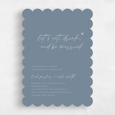Blue Scalloped Wedding Invitation - Marley Classic