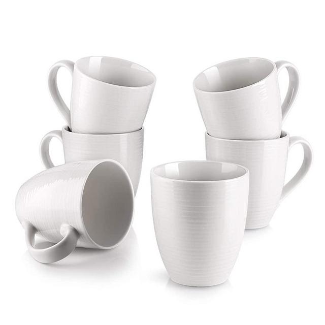 DOWAN Coffee Mugs Set - 17 Oz Large Coffee Mug Set of 6 with Handle, Ceramic Mugs for Coffee Tea and Cocoa, White