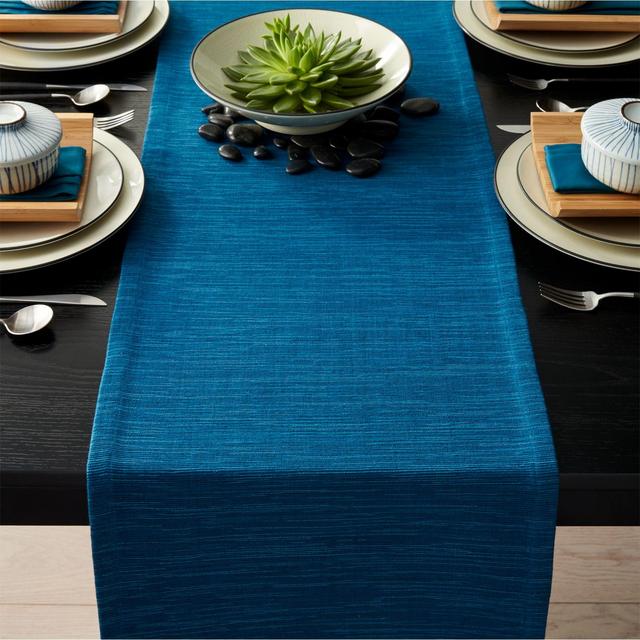 Grasscloth 90" Corsair Blue Table Runner