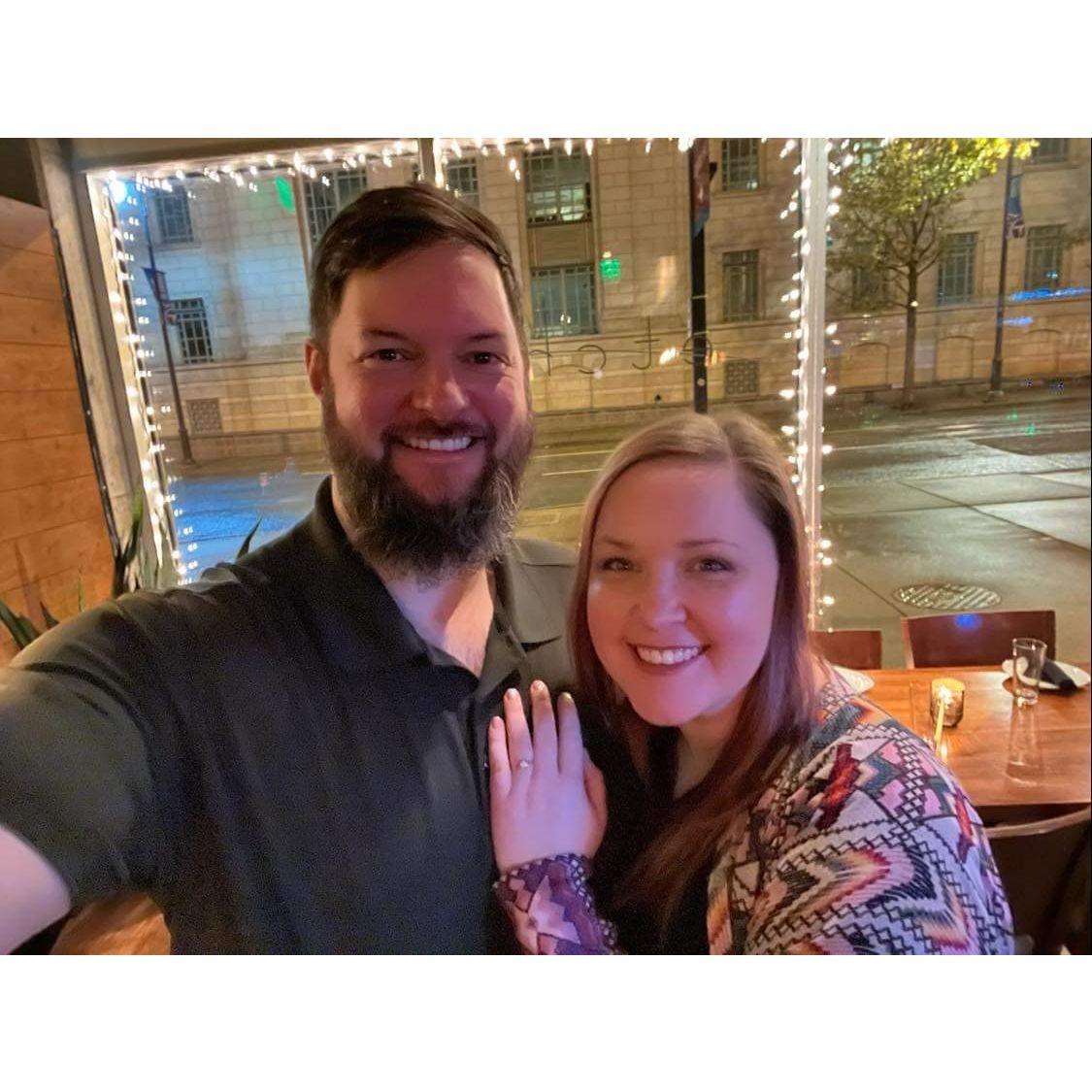 The night of our engagement, on our second trip to Nashville.