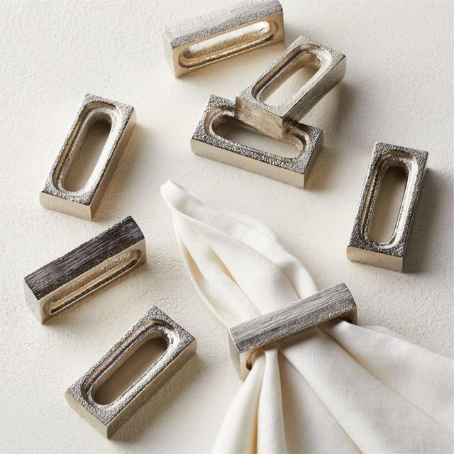 Barre Silver Napkin Rings Set of 8