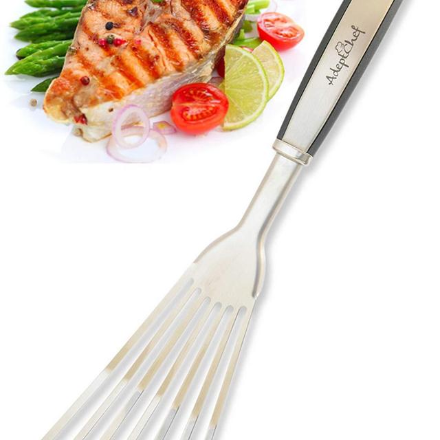 Fish Spatula - AdeptChef Stainless Steel, Slotted Turner - Thin-Edged Design Ideal For Turning & Flipping To Enhance Frying & Grilling - Sturdy Handle, Multi-Purpose - Buy Yours TODAY!