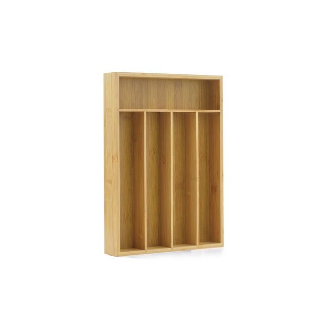 JoyJolt 5 Slot Bamboo Flatware Organizer - Natural Bamboo