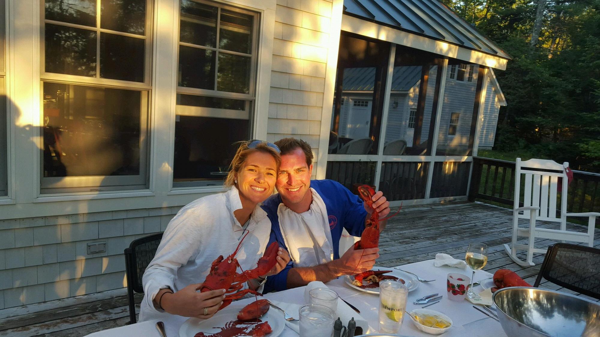 Capturing a sunset meal on the deck (hard shell only!) during Tate’s first Maine adventure.