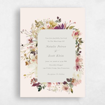 Linen, Beige Wedding Invitation - Ciliegio Portrait