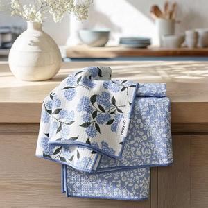 RECYCO Waffle Kitchen Towel Set of 2 - Quick Dry Microfiber Sustainable Dish Towels - Ultra Absorbent Reusable Cleaning Tea Towels - Lightweight Hand Towels,16”x 28”, Hydrangea Ball