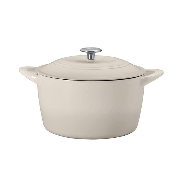 Tramontina 7 Qt Enameled Cast Iron Covered Tall Round Dutch Oven (Latte) - 80131/353DS