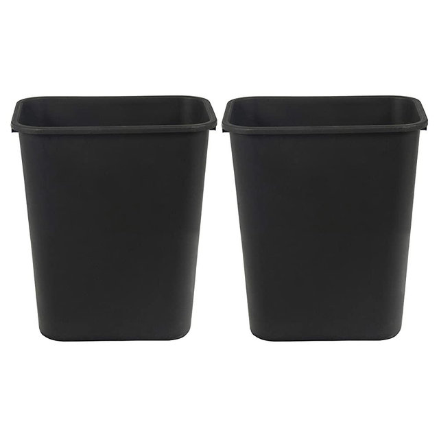 AmazonCommercial 7 Gallon Commercial Office Wastebasket, Black, 2-Pack