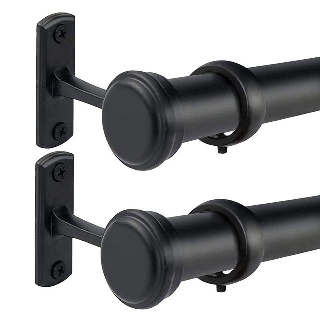 1 Inch Curtain Rods 48 to 86-Inch, Curtain Rods for Windows 48 to 84, Hanging Curtain Rod&Wall Mount with Brackets, Outdoor Curtain Rod, Curtain Rods for Windows 48 to 86-Inch 2PCS: Black