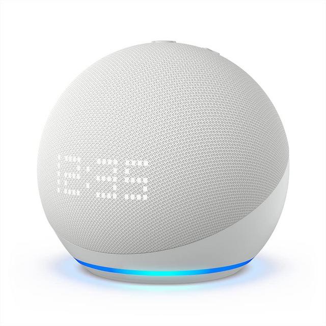 All-New Echo Dot (5th Gen, 2022 release) with clock | Smart speaker with clock and Alexa | Glacier White