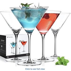 LUNA & MANTHA Martini Glasses Set of 4, Hand Blown Crystal Large Cocktail Glasses Set 9oz, Elegant for Bar, Manhattan, Gin, Tequila Gift Set for Birthday, Housewarming