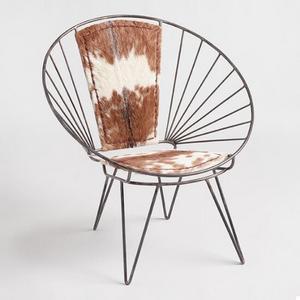 Metal and Goat Hide Chair