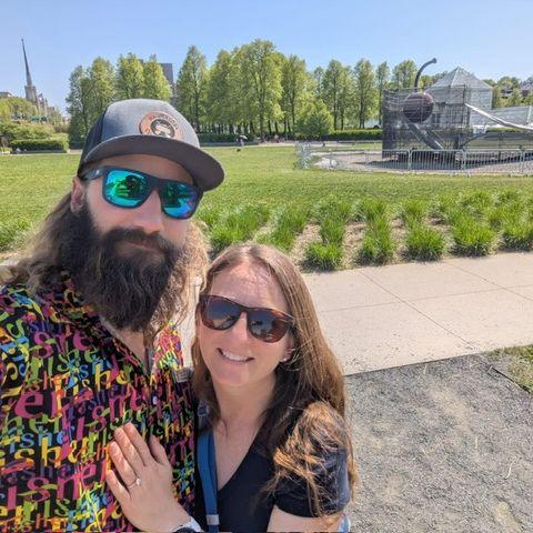 Joe proposing at Sculpture Park